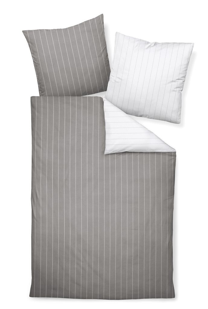 

Постельное белье Janine Feinbiber Davos дизайн в тонкую полоску 65112-08 135 x 200 см + 80 x 80 см серебристо-серый белый Original Janine