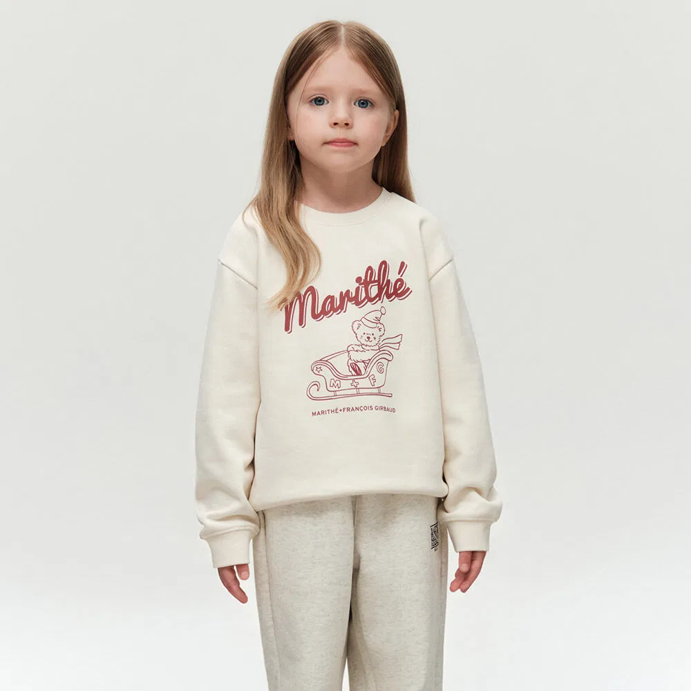 Детский свитшот с начёсом Holiday кремового цвета от Marithé Kids