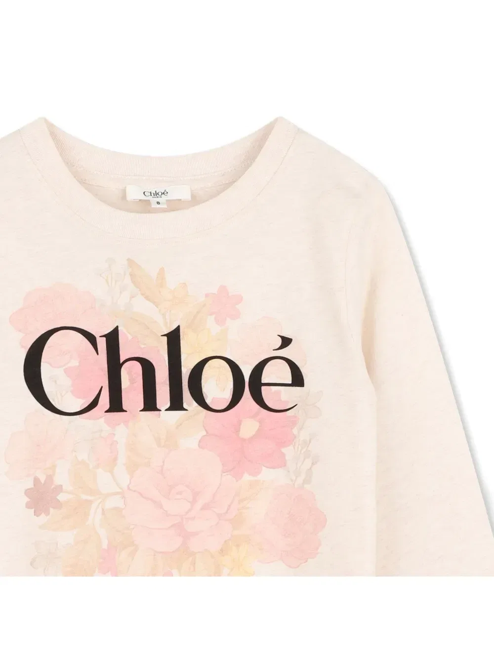 Футболка с длинным рукавом и цветочным принтом Chloé Kids, розовый — фото 3