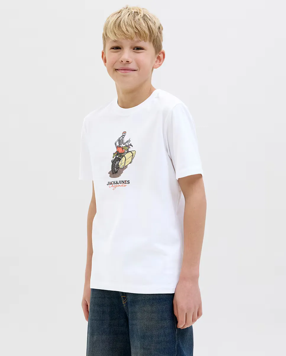 

Детская футболка с принтом черепов Jack & Jones, белый