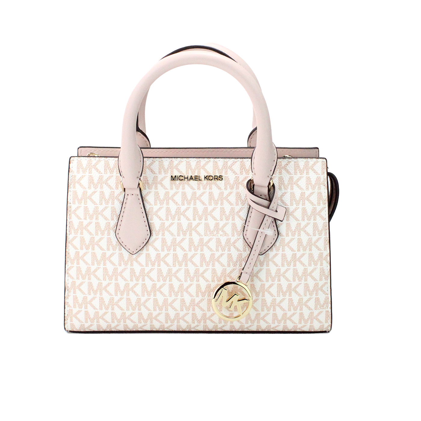 

Сумка-портфель Sheila Small White Rose Gold из ПВХ с центральной молнией Michael Kors