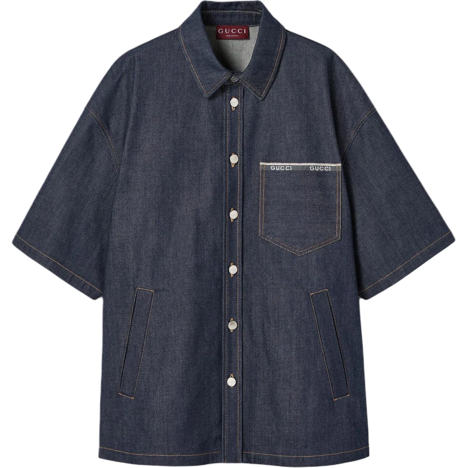 Рубашка мужская GUCCI Blue Pointed Collar Moderate Denim
