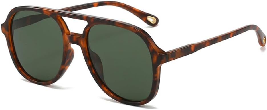 

Мужские солнцезащитные очки в стиле ретро с двойной перемычкой, классические женские солнцезащитные очки с градиентным переходом, защита от УФ-излучения UV400, модные солнцезащитные очки для вождения generic, Leopard Dark Green