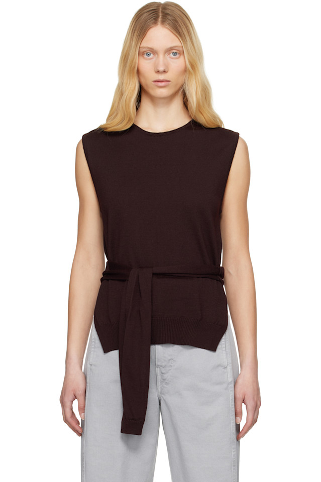 

Свитер без рукавов с эффектом обманки Lemaire, цвет dark plum