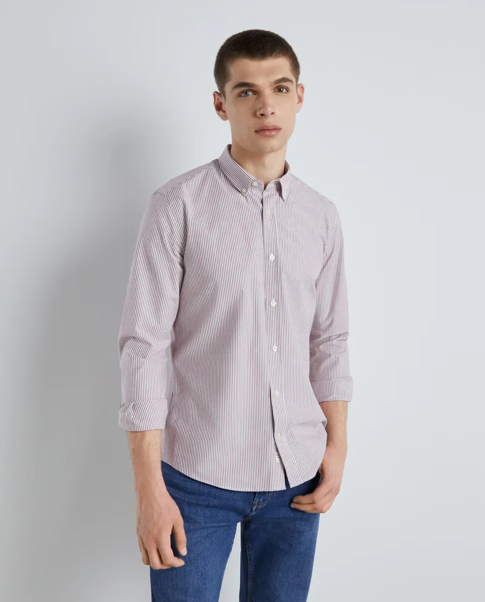 

Полосатая мужская оксфордская рубашка с длинным рукавом Easy Wear, цвет Granate