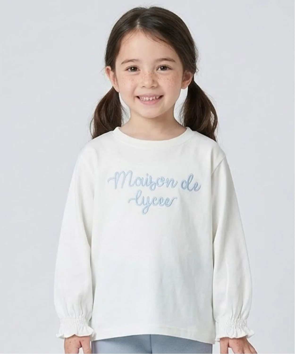 Детский топ с вышивкой и сборками Lycee mine MUTEKI T off-white