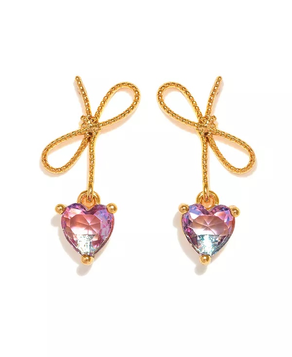 

Позолоченные серьги-подвески с кристаллами в форме сердечек Girls Crew, gold