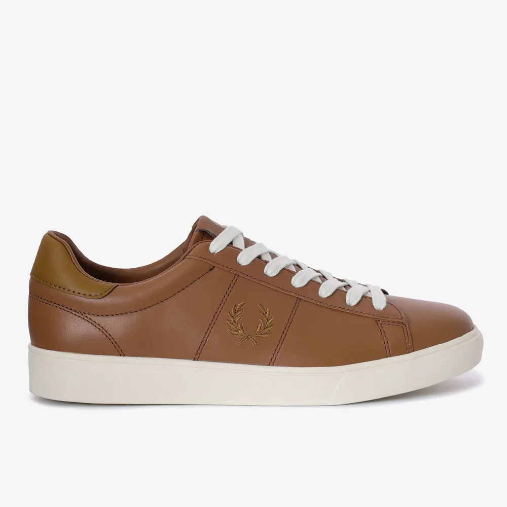 Мужские кожаные кроссовки New Spencer тёмно-коричневые от Fred Perry
