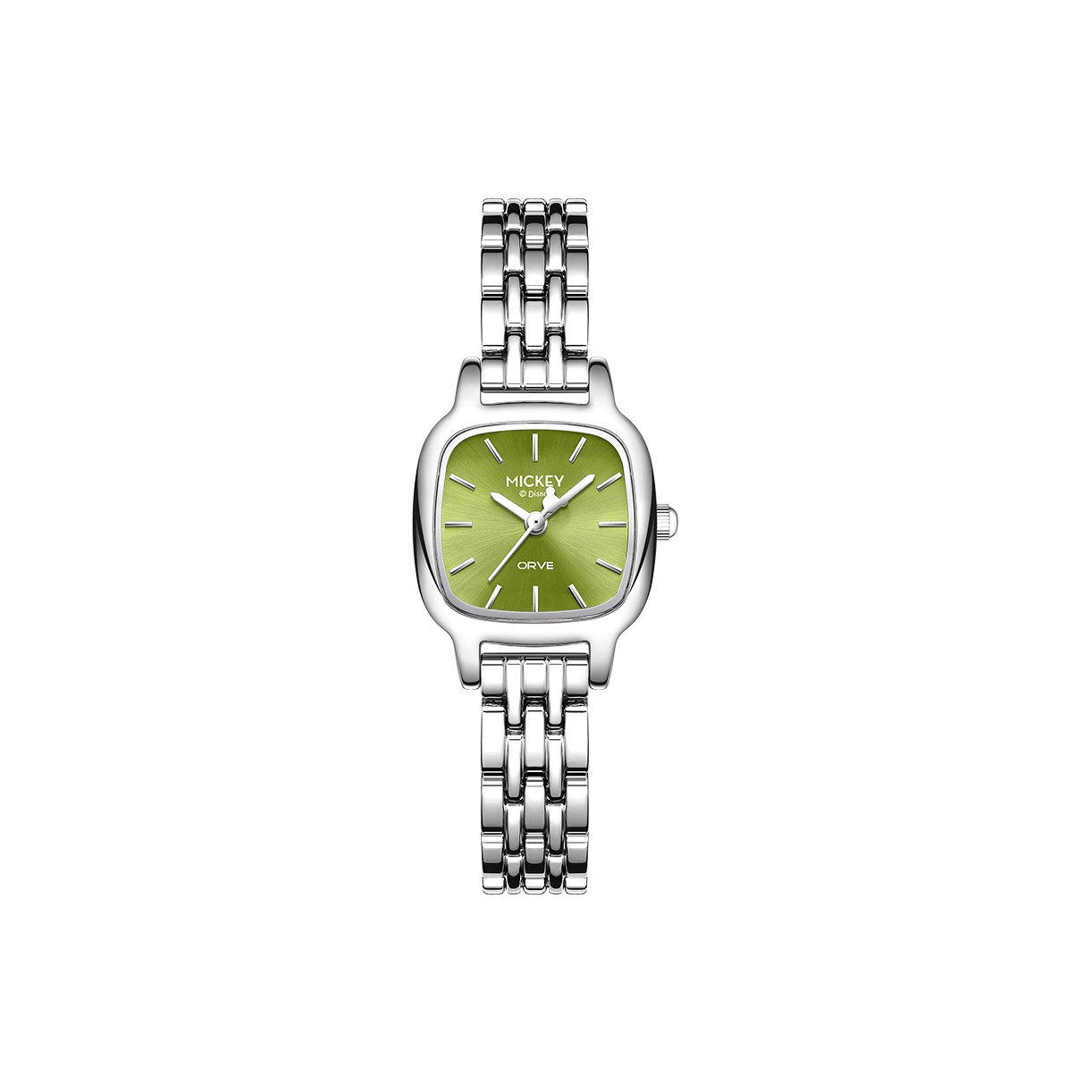 

Disney Часы Luxury Small Sugar Cube Quartz Movement Alloy Strap Watch Women's Watch Silver Dial, Matcha Green