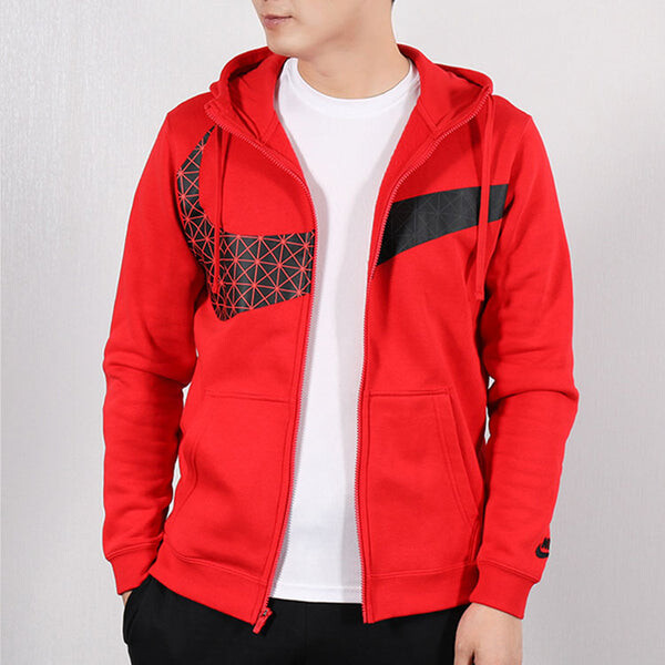 Толстовка Nike Big Swoosh LOGO Large Hooded Jacket Red, красный — фото 4
