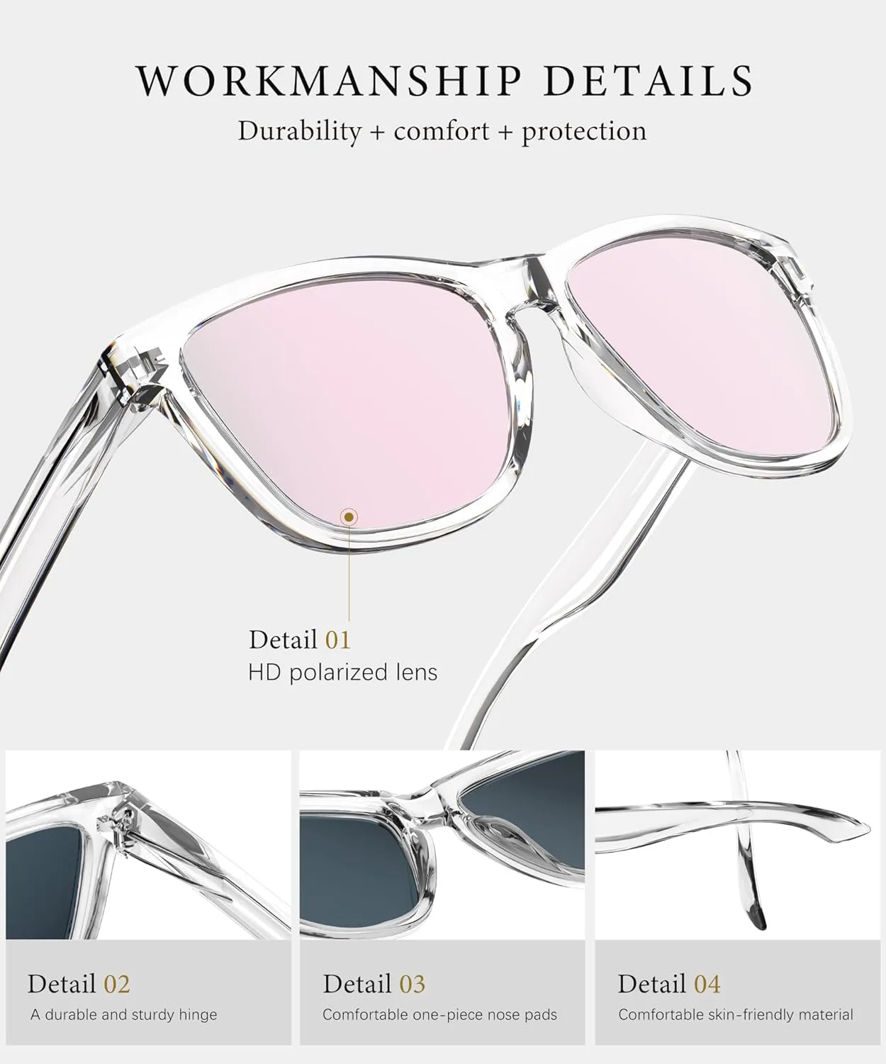 

Солнцезащитные очки KALIYADI для женщин, поляризованные, модные: ретро-солнцезащитные очки с защитой от УФ-излучения для путешествий и вождения, A15-black/Purple/Pink