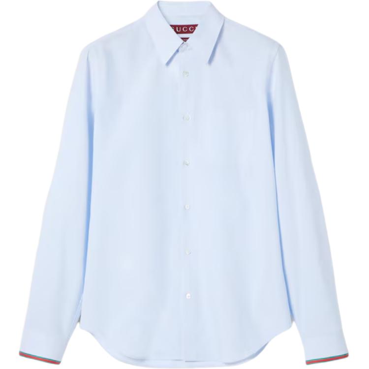

Полосатая хлопковая рубашка с узором «Паутина» Gucci, светлый синий