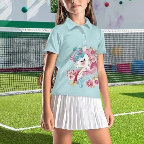 Поло для девочек с воротником Snilety, Floral Horse Print