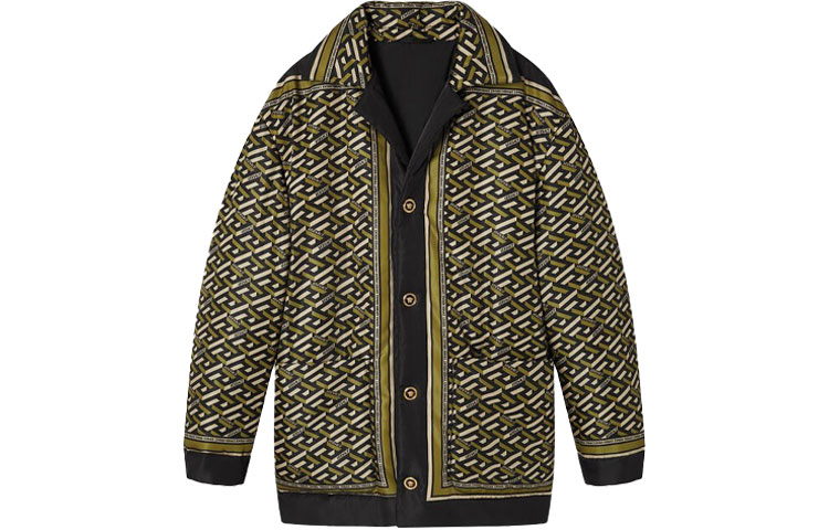 

VERSACE Технический твил монограмм парка тренч, Khaki