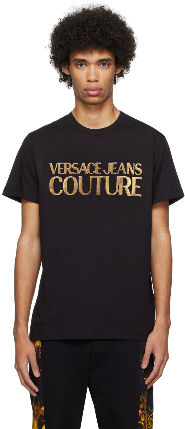 

Черная футболка с блестками Versace Jeans Couture