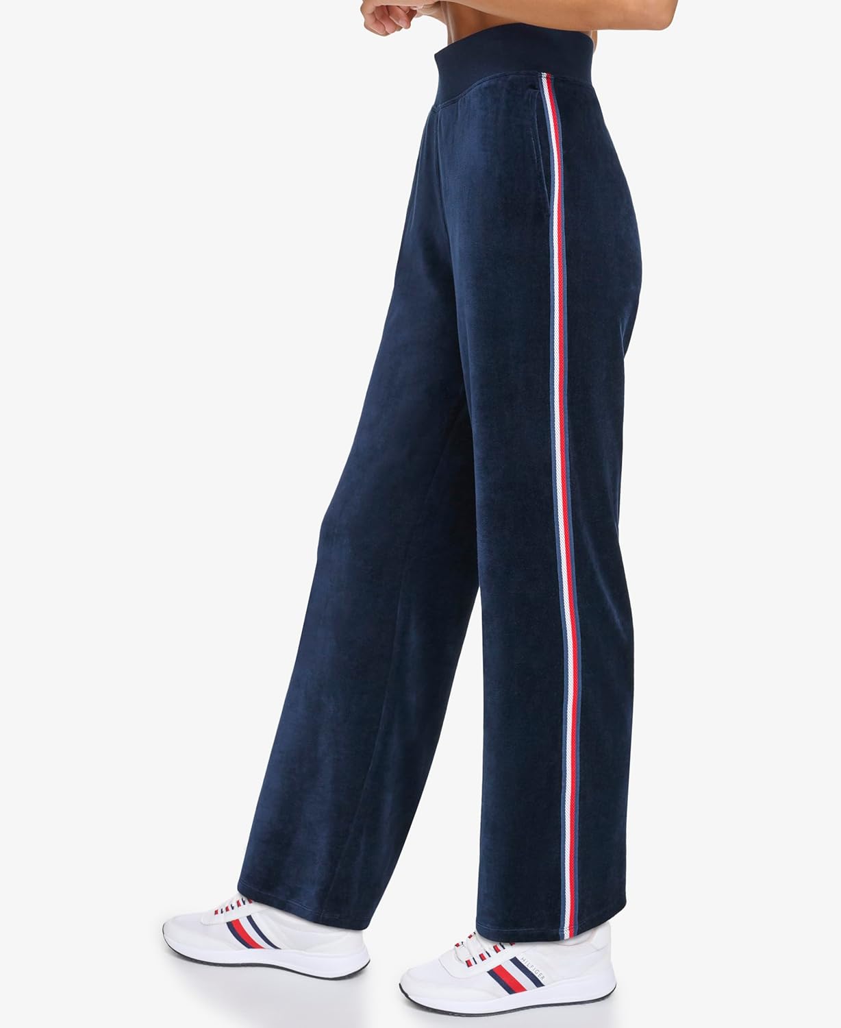 Женские спортивные штаны Tommy Hilfiger Velour с боковыми лентами, Navy — фото 3