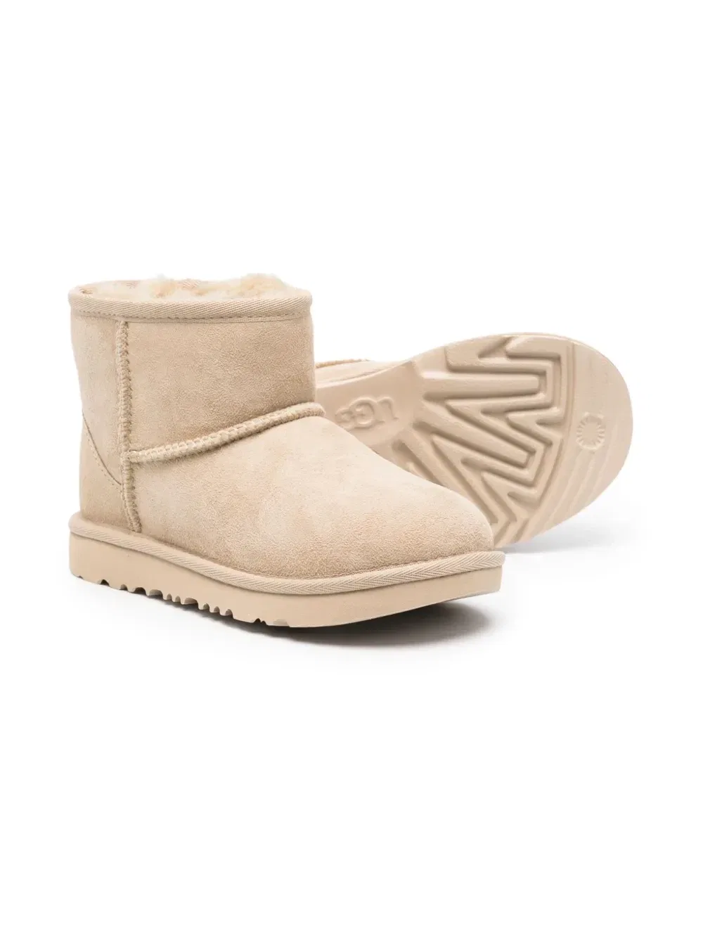 Угги Mini II с нашивкой-логотипом Ugg Kids, бежевый — фото 2