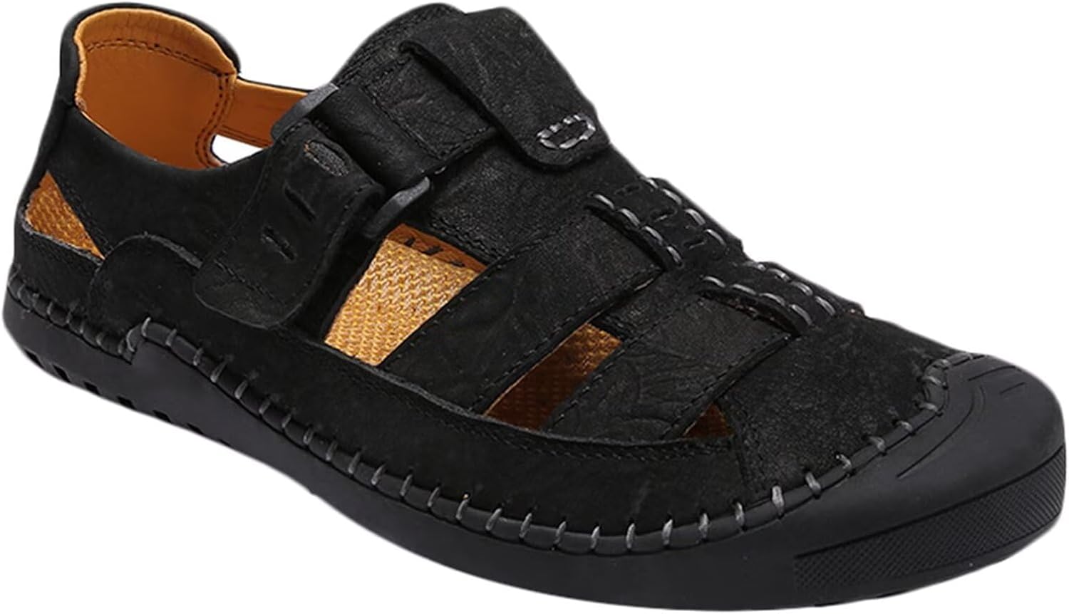 

HNVAVQ Мужские сандалии с закрытым носком, кожаные спортивные сандалии для улицы, летние пляжные сандалии, сандалии-рыбаки, B