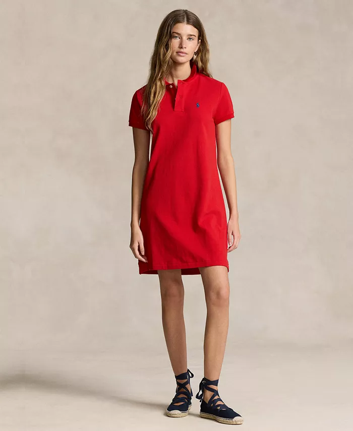 

Женское платье-поло из хлопковой сетки Polo Ralph Lauren, красный