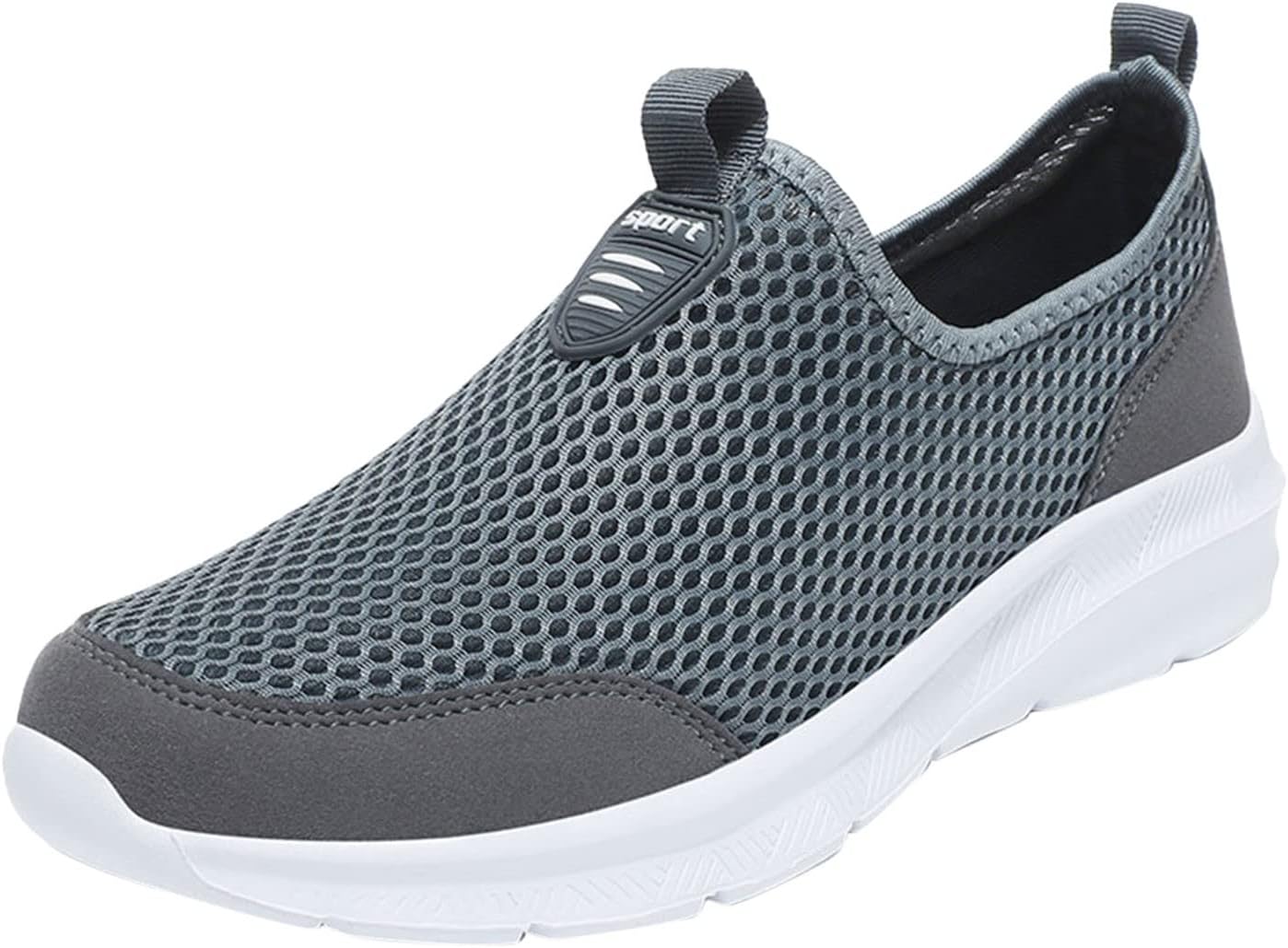 

Мужские кроссовки без шнурков для бега и тенниса, с мягкой сеткой, удобные, легкие и дышащие Nvtuuer, серый