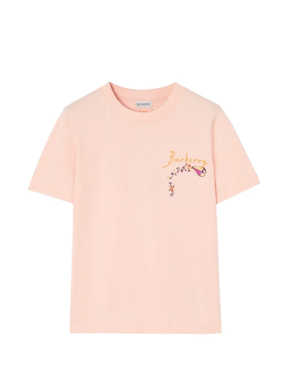 Футболка Burberry, хлопковая, розовый, с рисунком