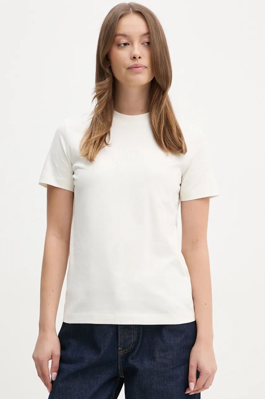 

Хлопковая футболка Calvin Klein Jeans, бежевый