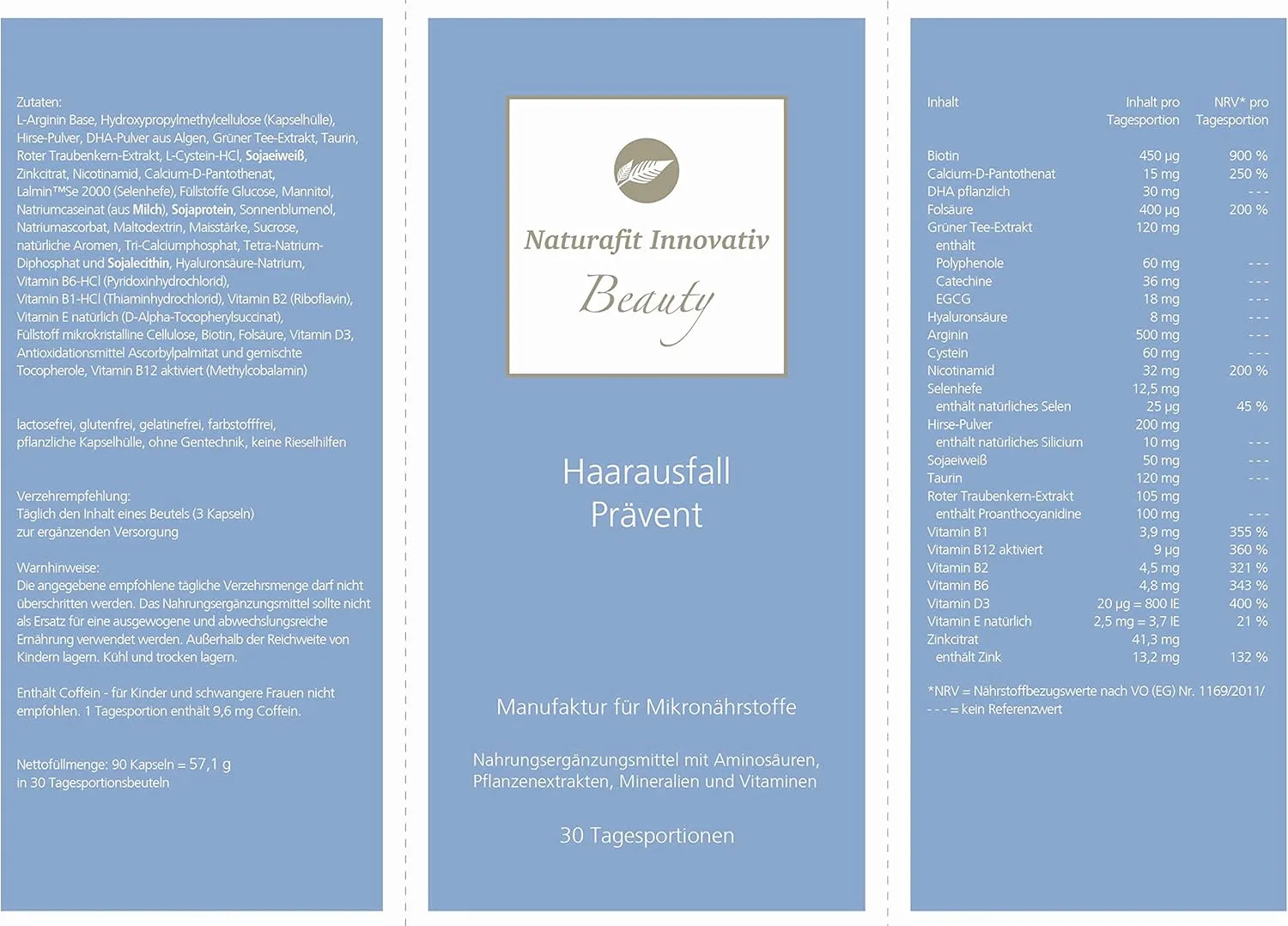Капсулы Naturafit Hair Loss Prevent с ментолом ‎Naturafit Gmbh — фото 2