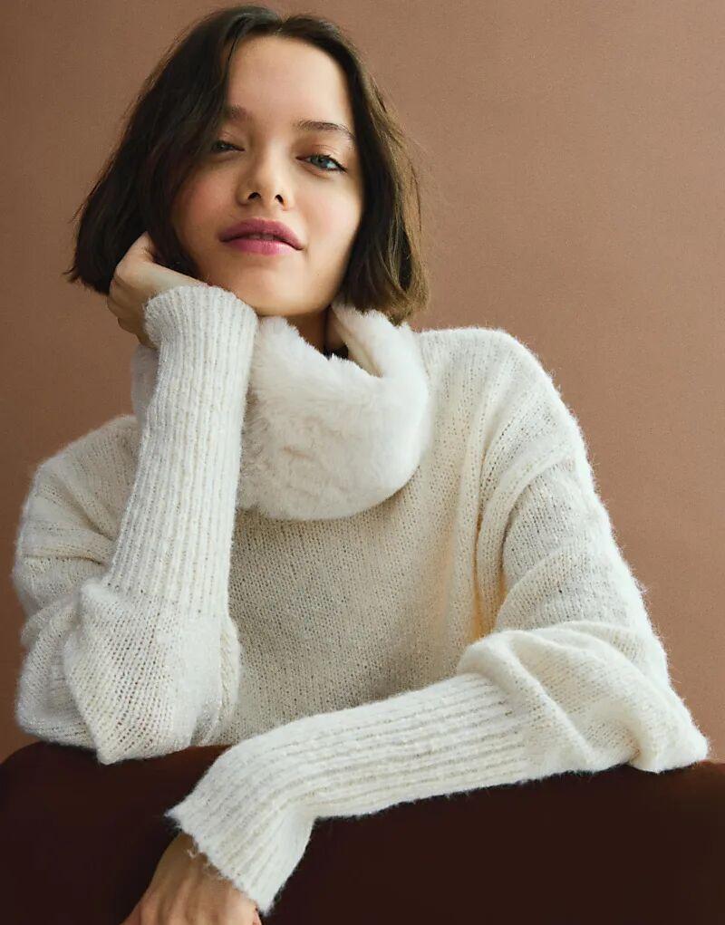 

Повязка на голову из искусственного меха Bershka цвета экрю