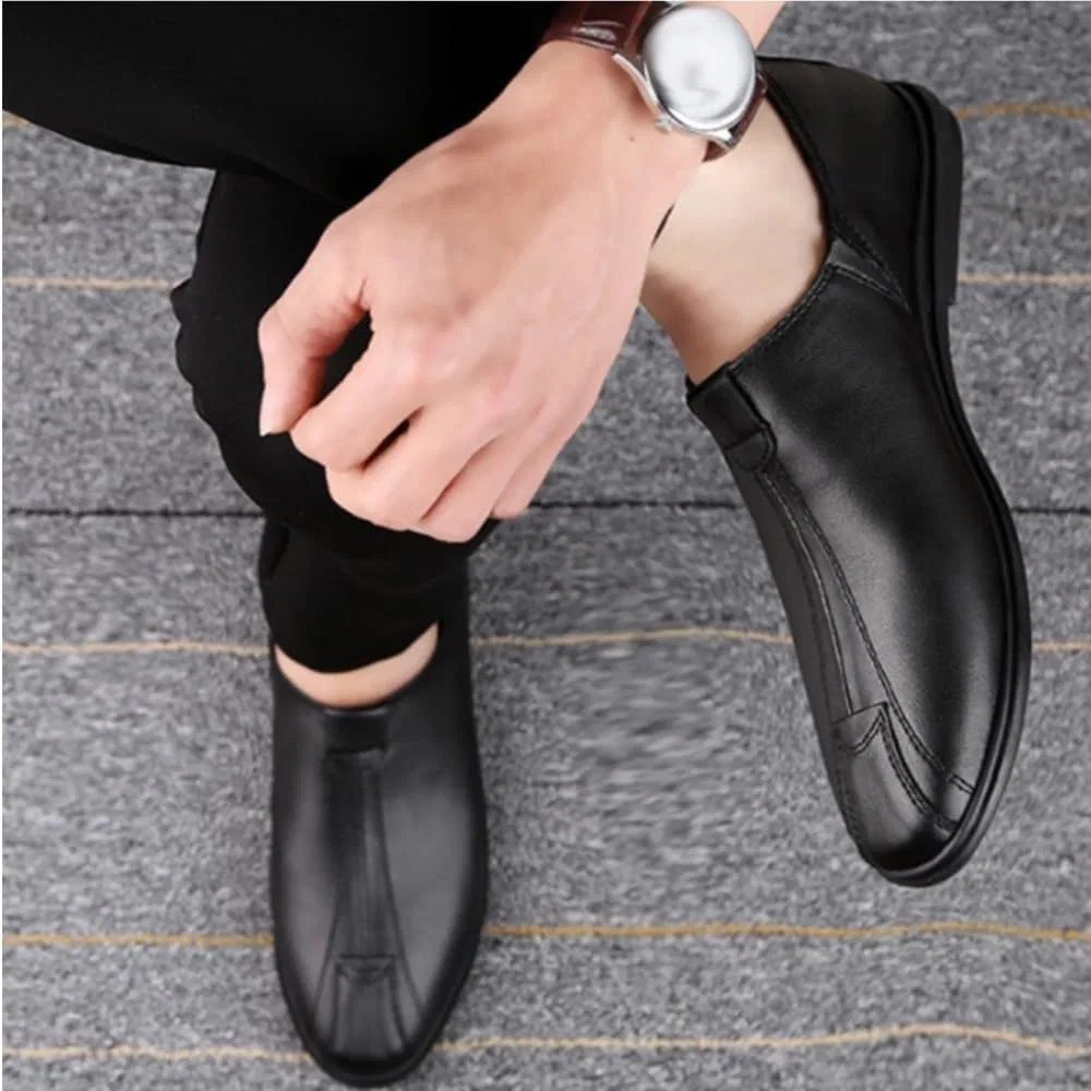 Лоферы мужские Leather Loafers Slip-On Lightweight Driving Shoes, Black DHFIRUFSHLO — фото 2