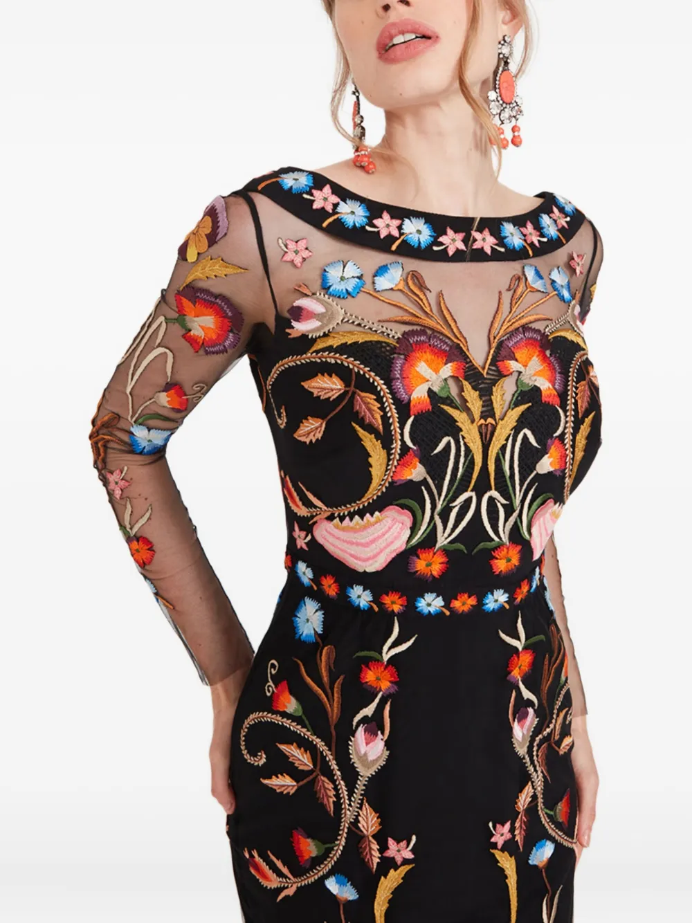 

Платье с цветочной вышивкой Temperley London, черный