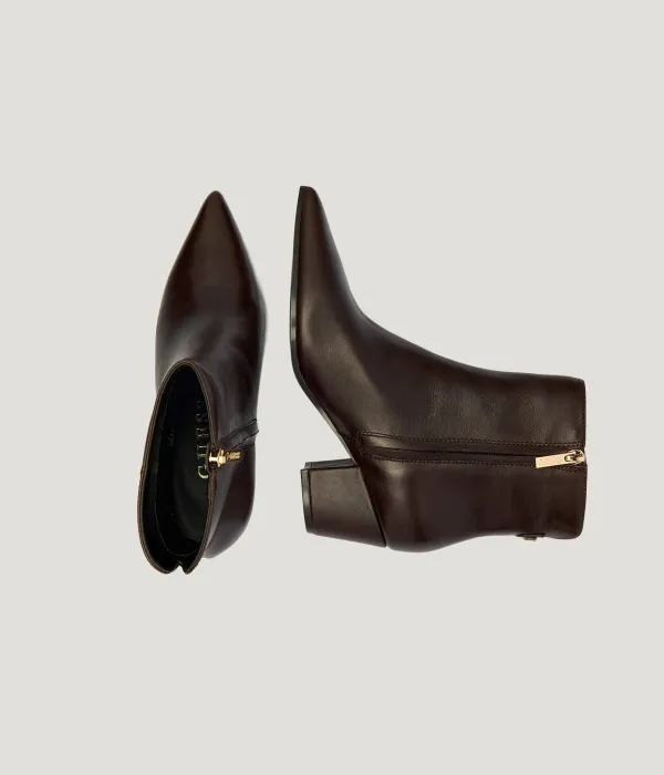 Ботильоны из кожи на блочном каблуке Halisa Guess, коричневый — фото 4