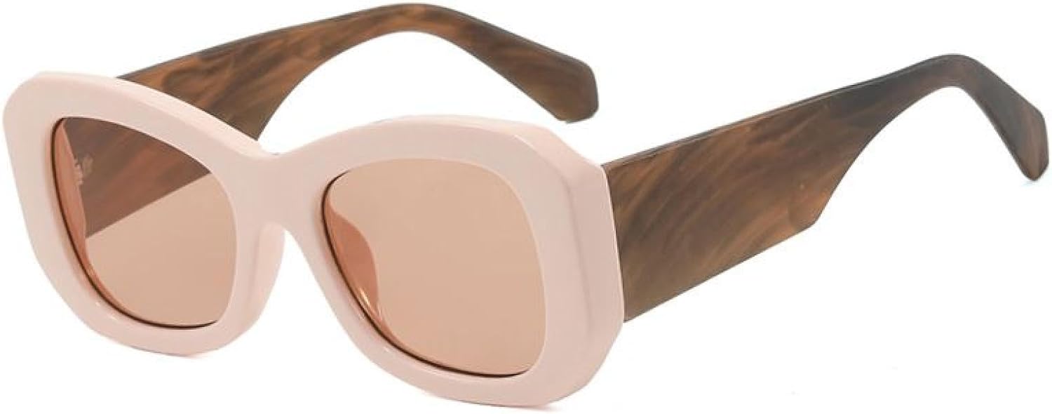 

Солнцезащитные очки в крупной оправе для женщин и мужчин, роскошные винтажные солнцезащитные очки в стиле панк, широкие дужки, защита от УФ-излучения UV400 TYUVIVO, Beige Tea