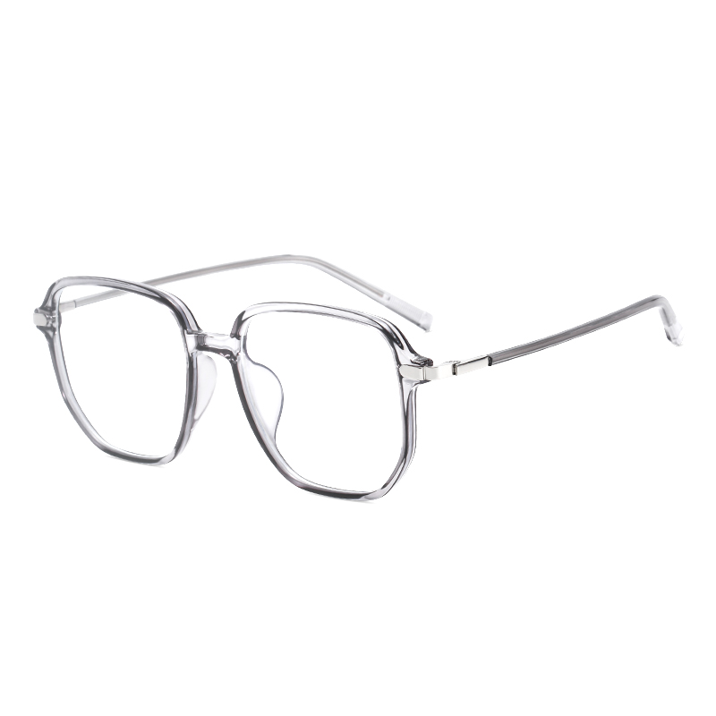 

MK MINGKU Пластиковая квадратная оправа для очков TR/Memory унисекс, Transparent Gray Frame