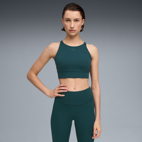 

Женский спортивный бюстгальтер средней интенсивности с влагоотводящим эффектом Shapeluxe High Neck Puma, зеленый