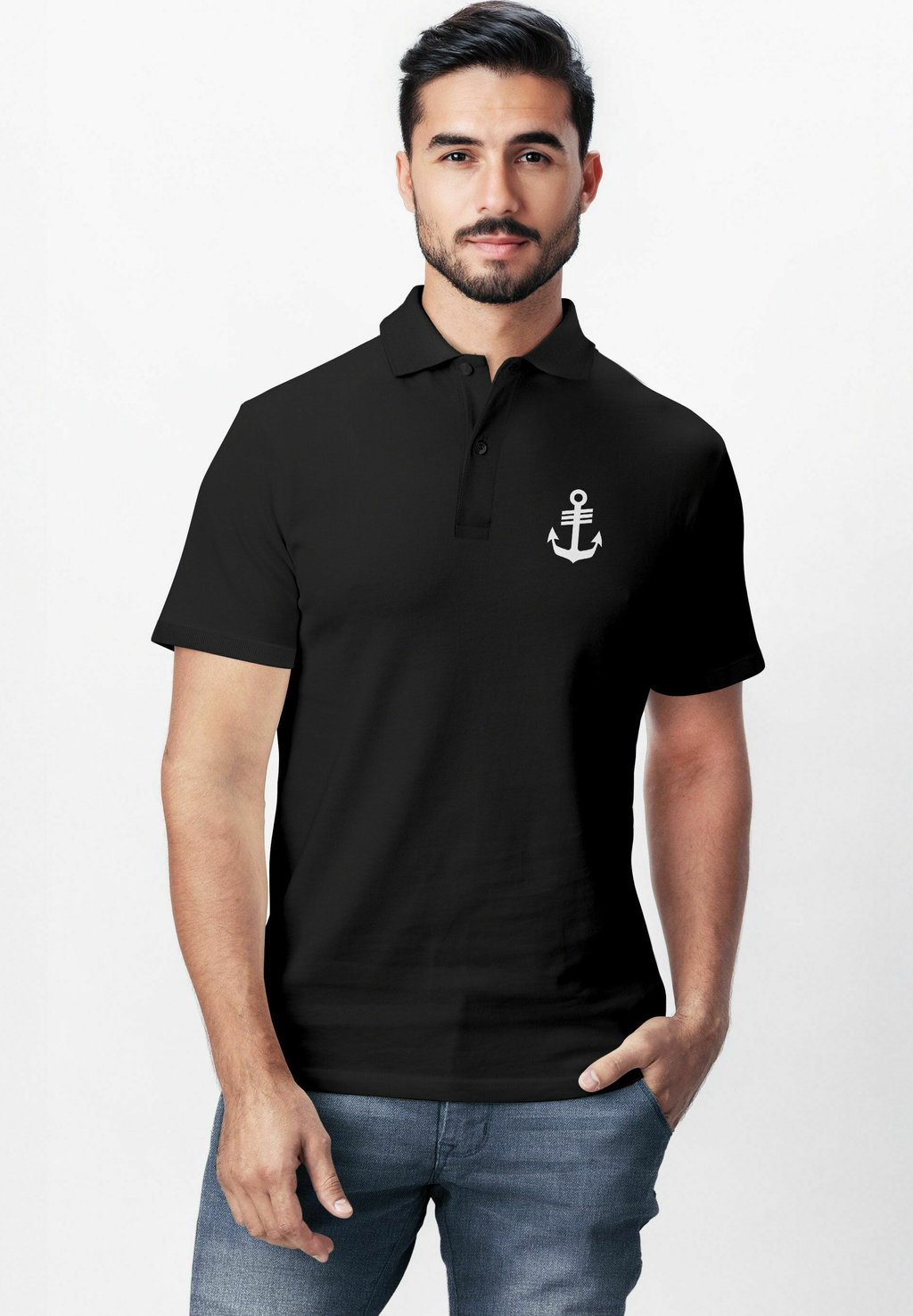 

Рубашка поло MIT ANKER-LOGO KURZARM Neverless, черный