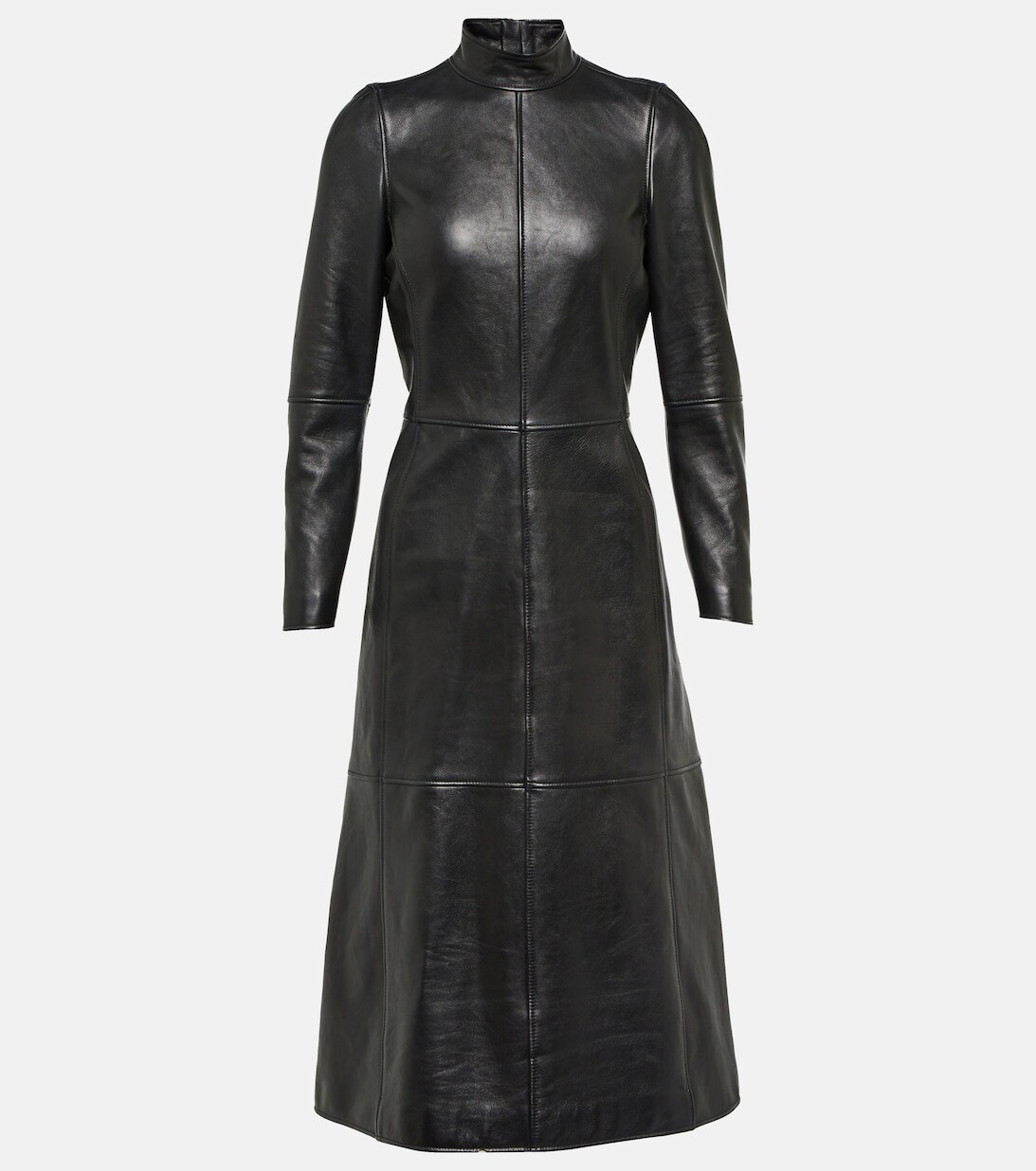 

Кожаное платье миди BALENCIAGA, черный