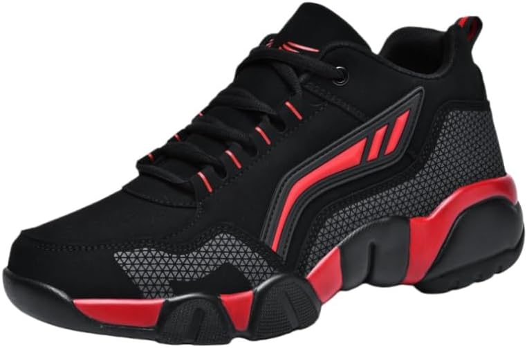 

Зимние мужские высокие спортивные кроссовки - большой размер - резиновая противоскользящая подошва - теплая и удобная внутренняя отделка - для путешествий и бега Clolinde, черный/красный