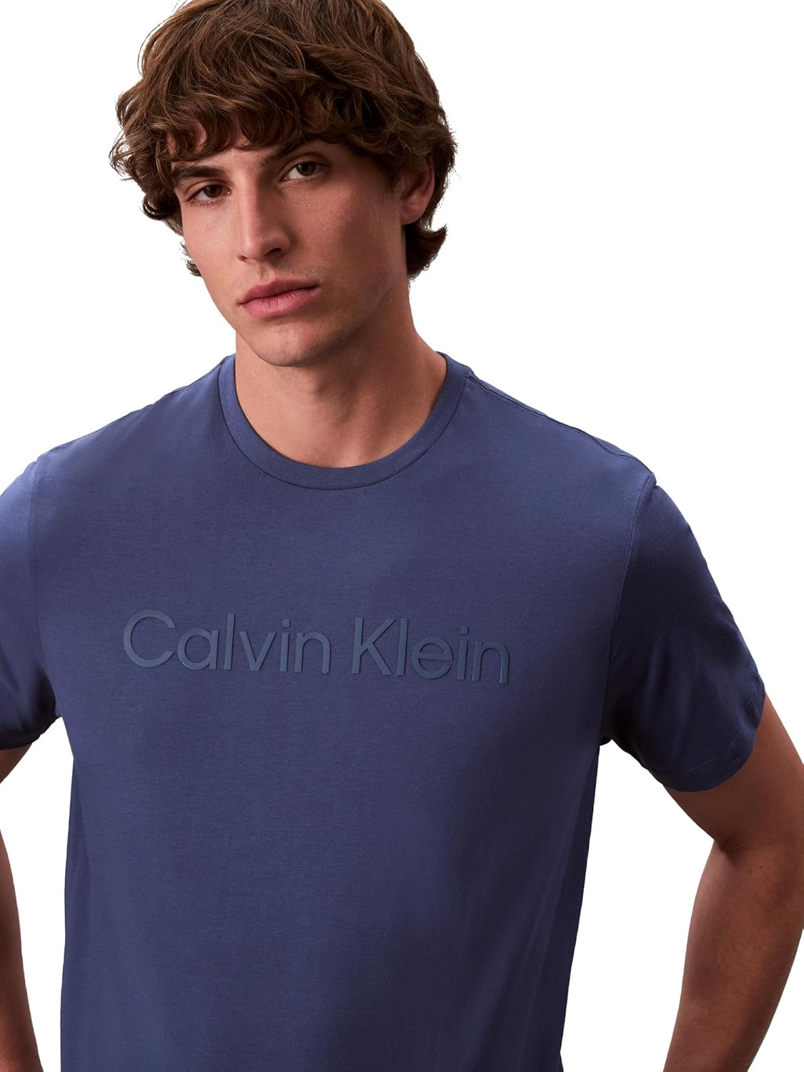 Мужская футболка Calvin Klein свободного кроя с круглым вырезом и логотипом CK, Ensign Blue — фото 4
