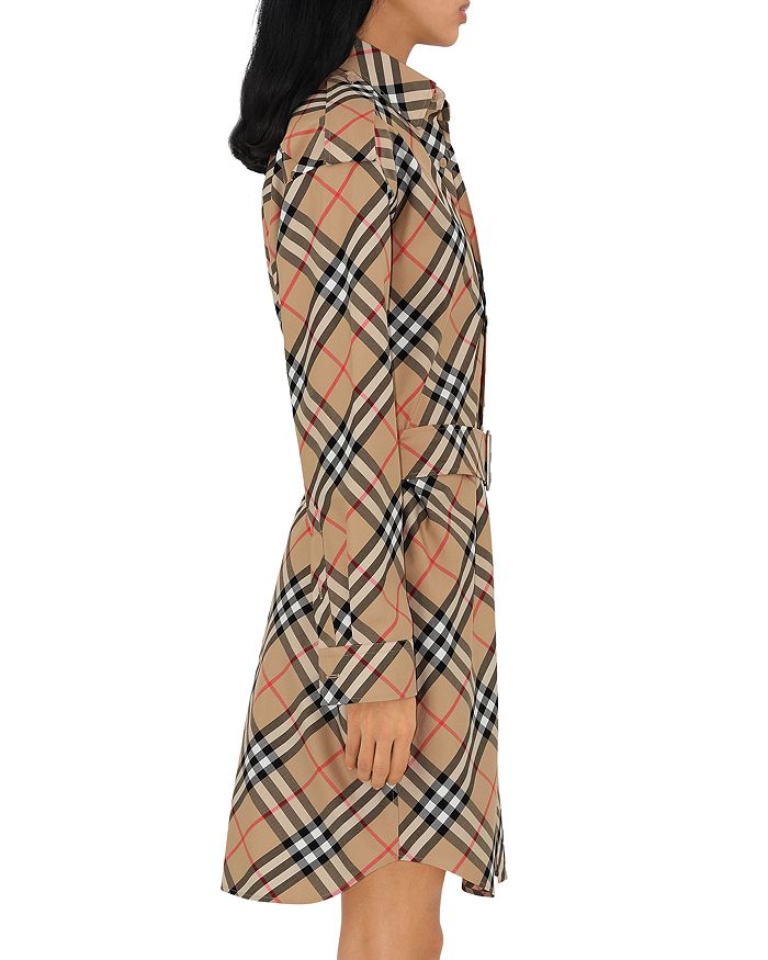 Платье-рубашка Burberry из хлопка в клетку, коричневый/бежевый — фото 4