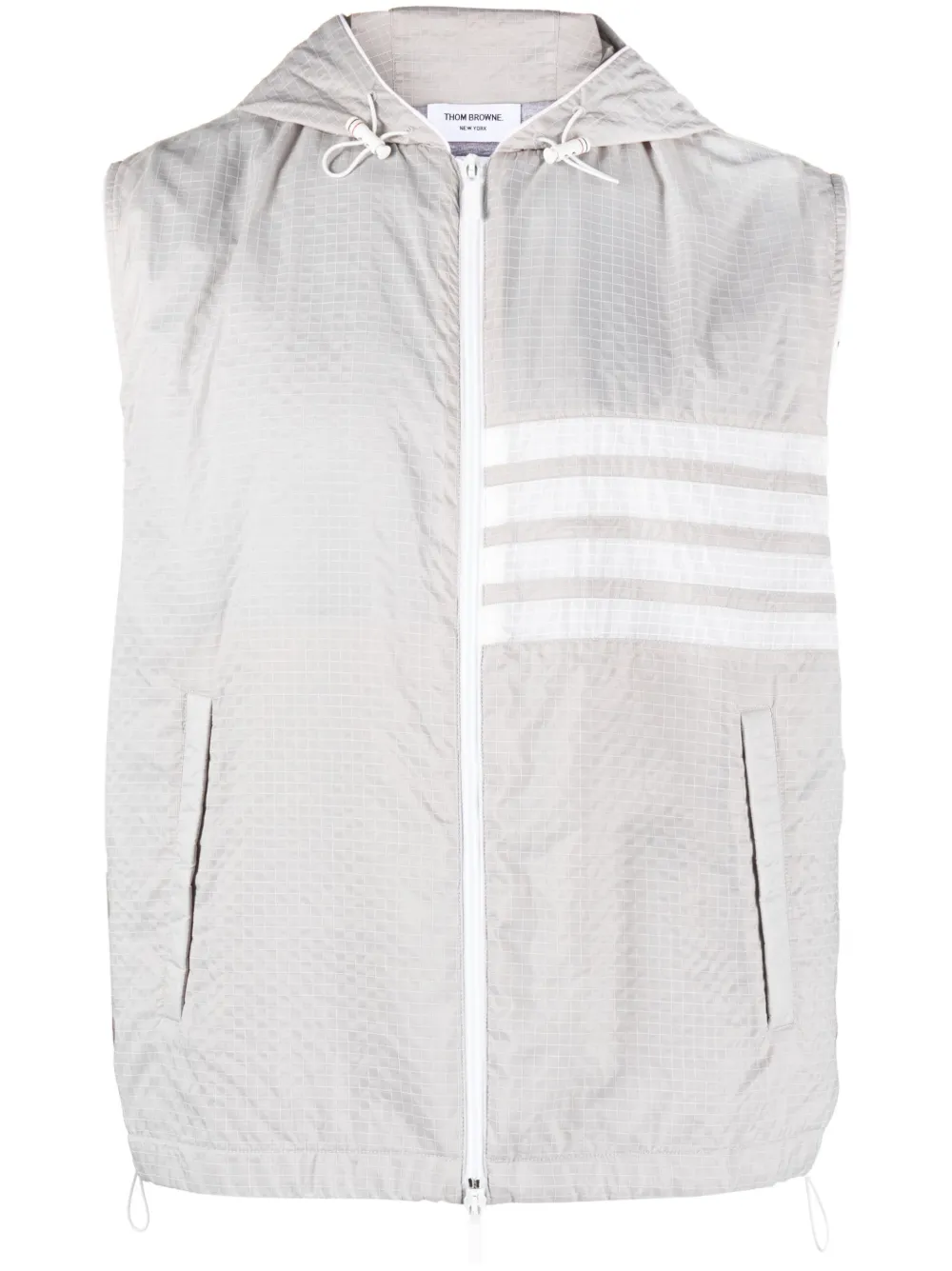 

Жилет с капюшоном и полосками 4-Bar THOM BROWNE, серый