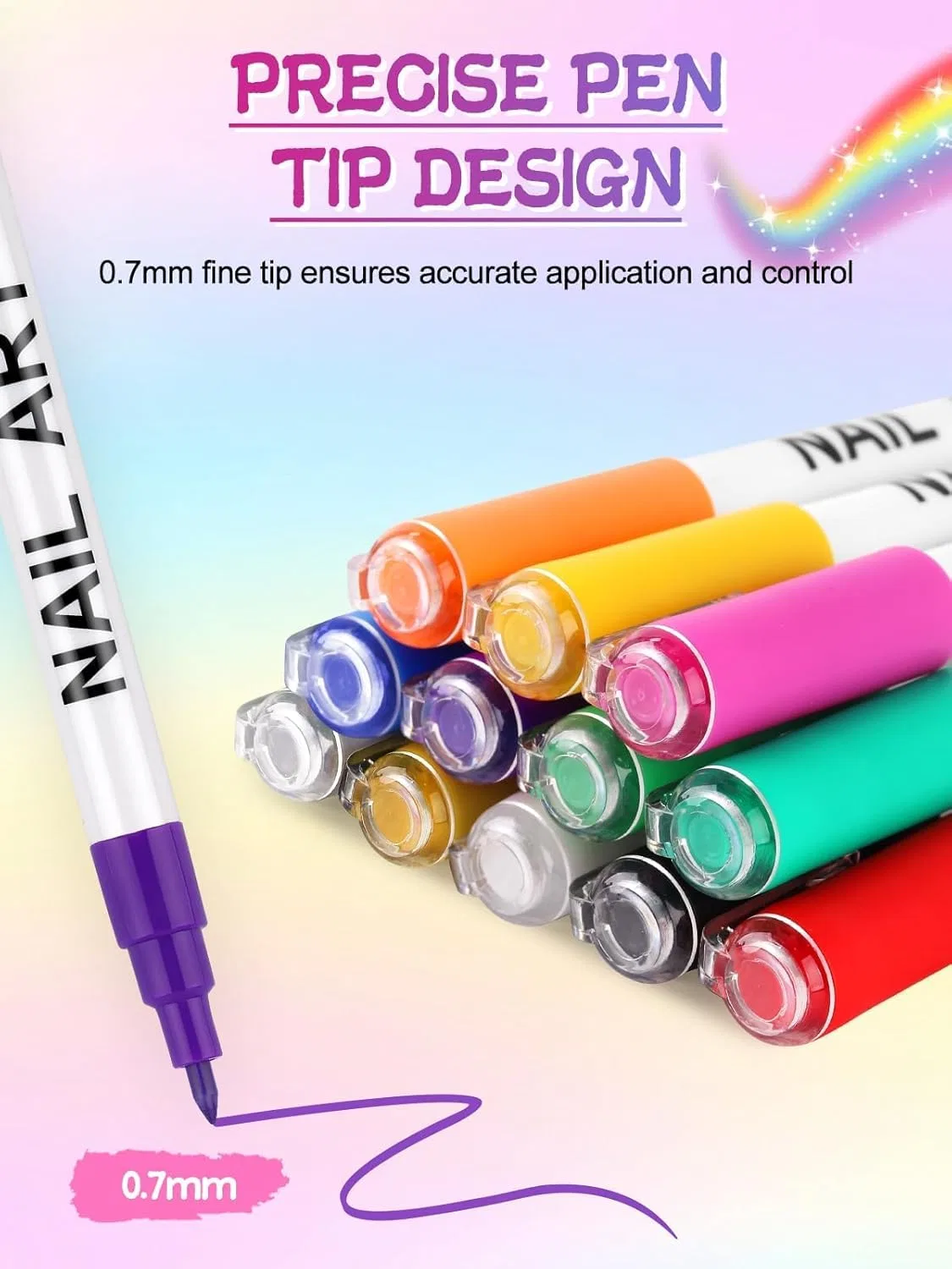 Набор из 12 ручек для 3D дизайна ногтей EBANKU, 0.7 мм Ebanku, 12 Colours 0.7 Mm A — фото 4