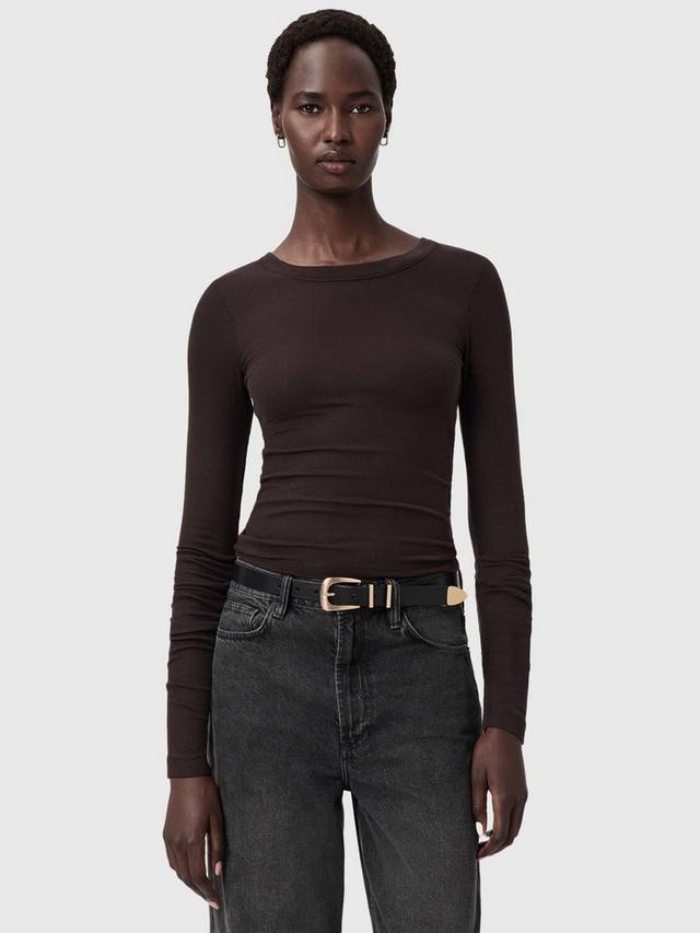 

Топ с длинными рукавами и круглым вырезом Rina AllSaints, Torte Brown