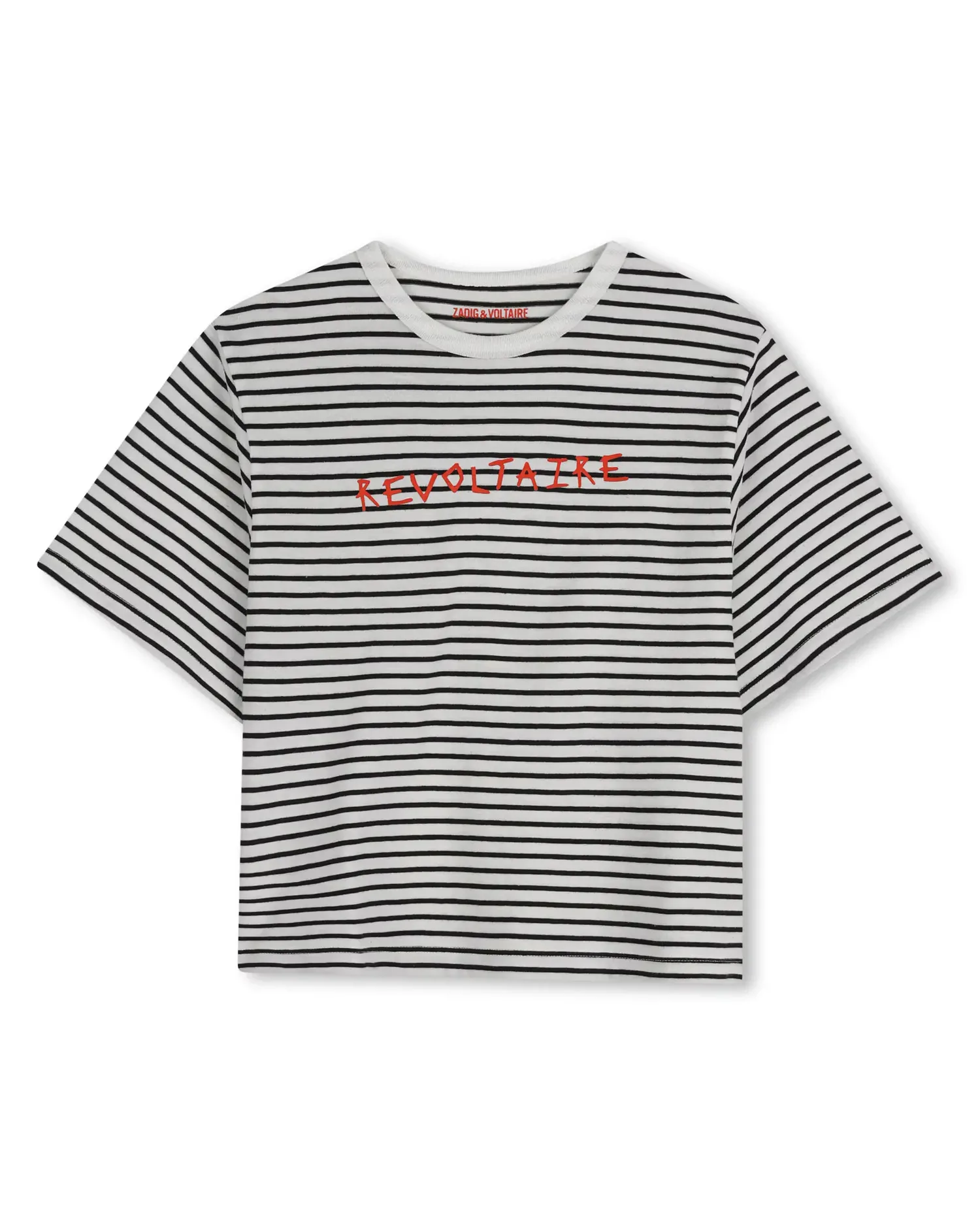 Детская хлопковая футболка с короткими рукавами и полосками Zadig & Voltaire, черный