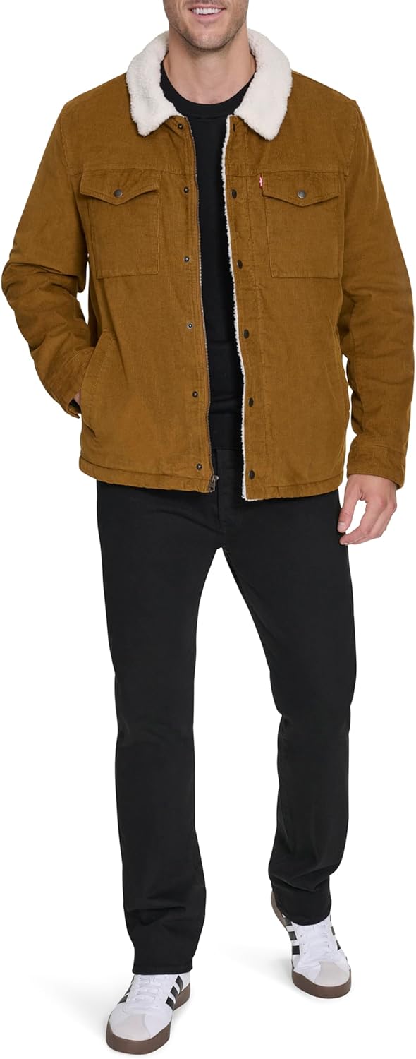 Мужская вельветовая куртка Levi's с подкладкой из шерпы (стандартные размеры, большие и высокие), Brown Corduroy — фото 2