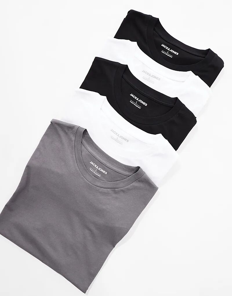 

Футболки Jack & Jones, упаковка 5 шт., размер oversize, многоцветные, белые