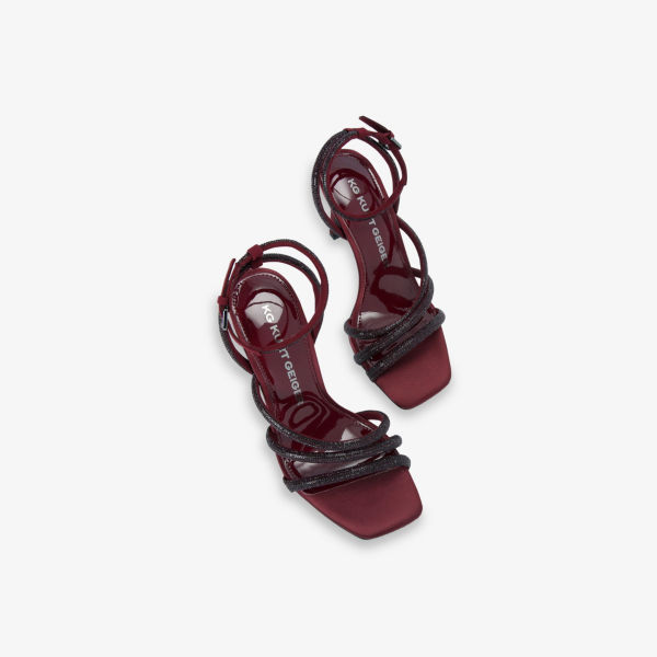 Босоножки Kg Kurt Geiger сатиновые на каблуке, бордовый — фото 2