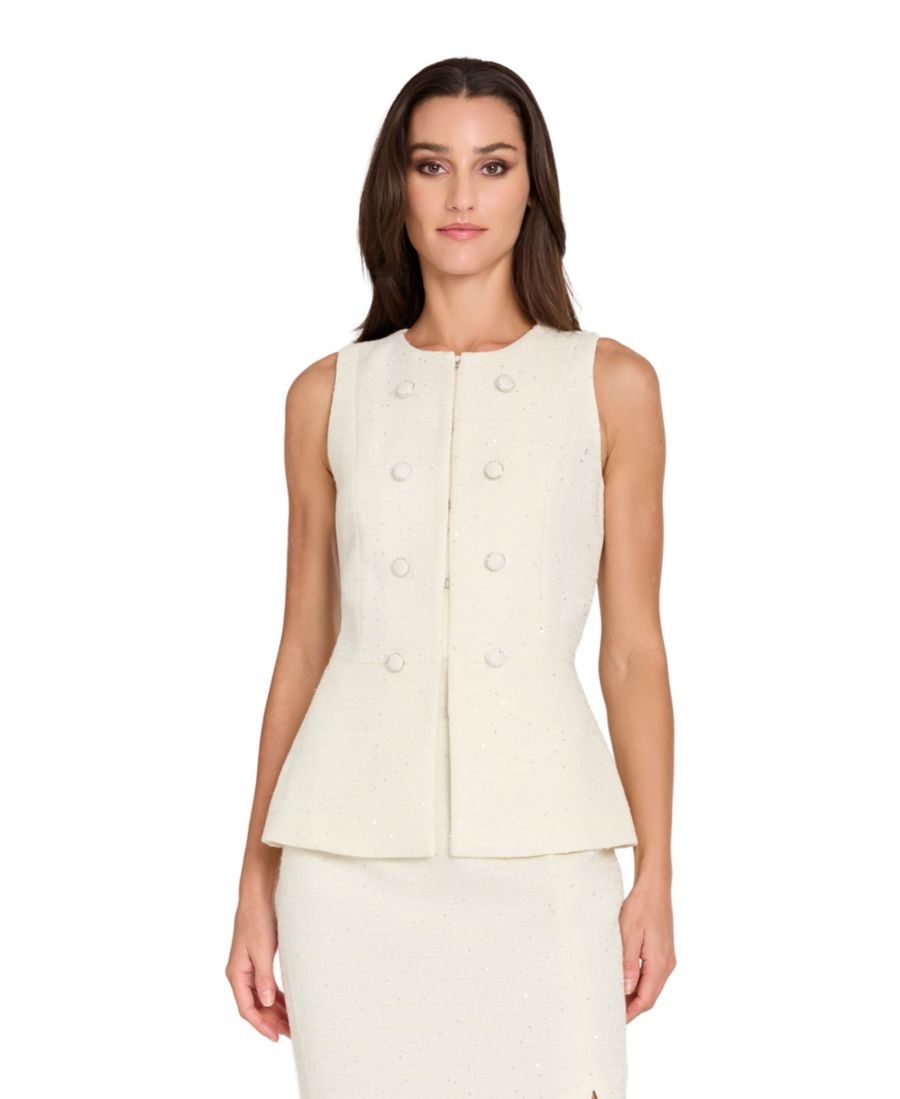 

Женский укороченный жилет без воротника на крючках и петлях Tahari ASL, Vanilla