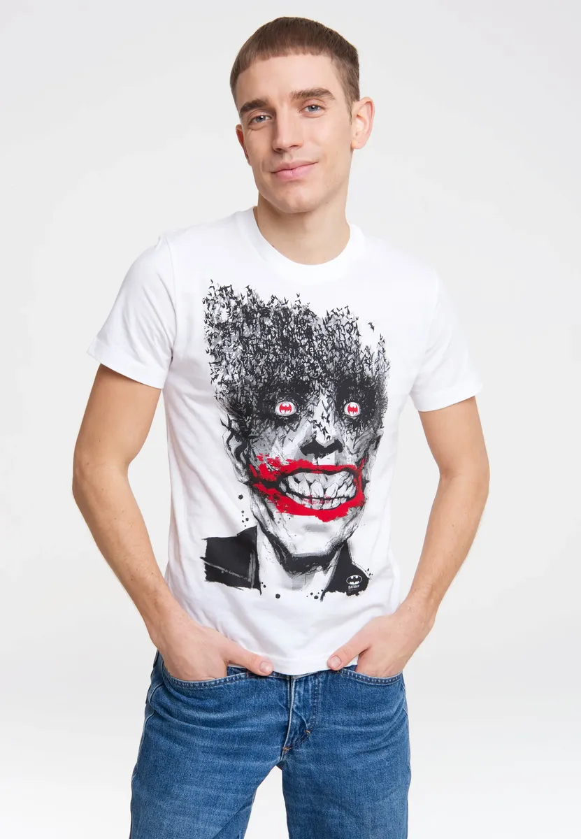 

Футболка Logoshirt "DC Batman - Joker Bats" со страшным принтом Джокера спереди, белый
