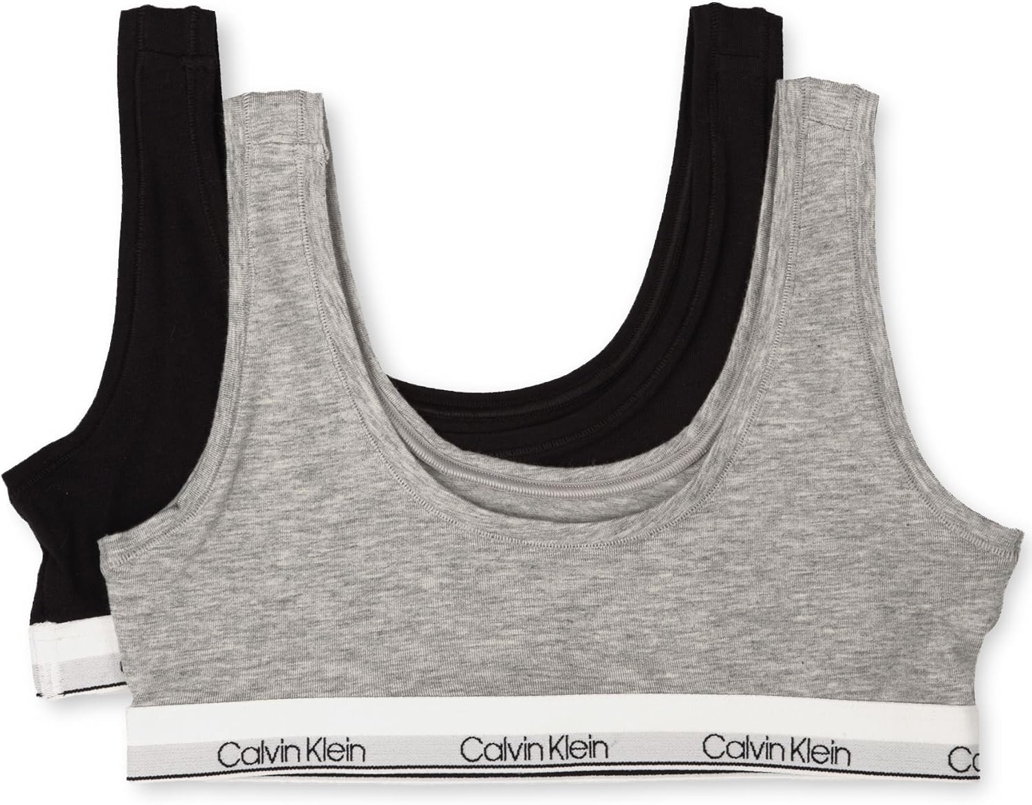 Бюстгальтеры-бралетты Calvin Klein Girls Modern Cotton, поштучно и в упаковке, Heather Grey/Classic Black — фото 2