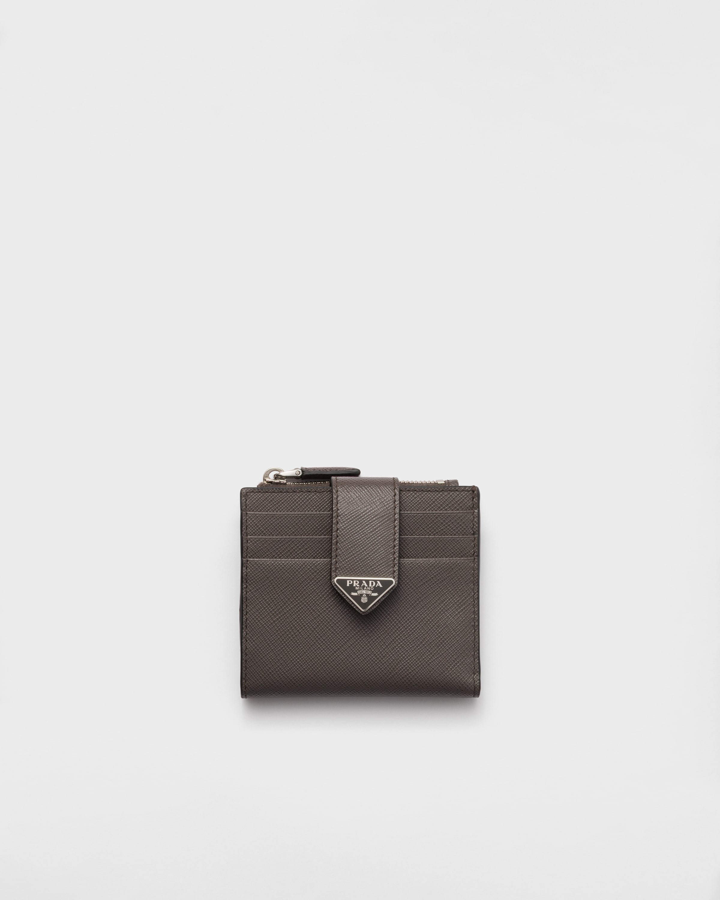 

Кардхолдер из сафьяновой кожи Prada, серый